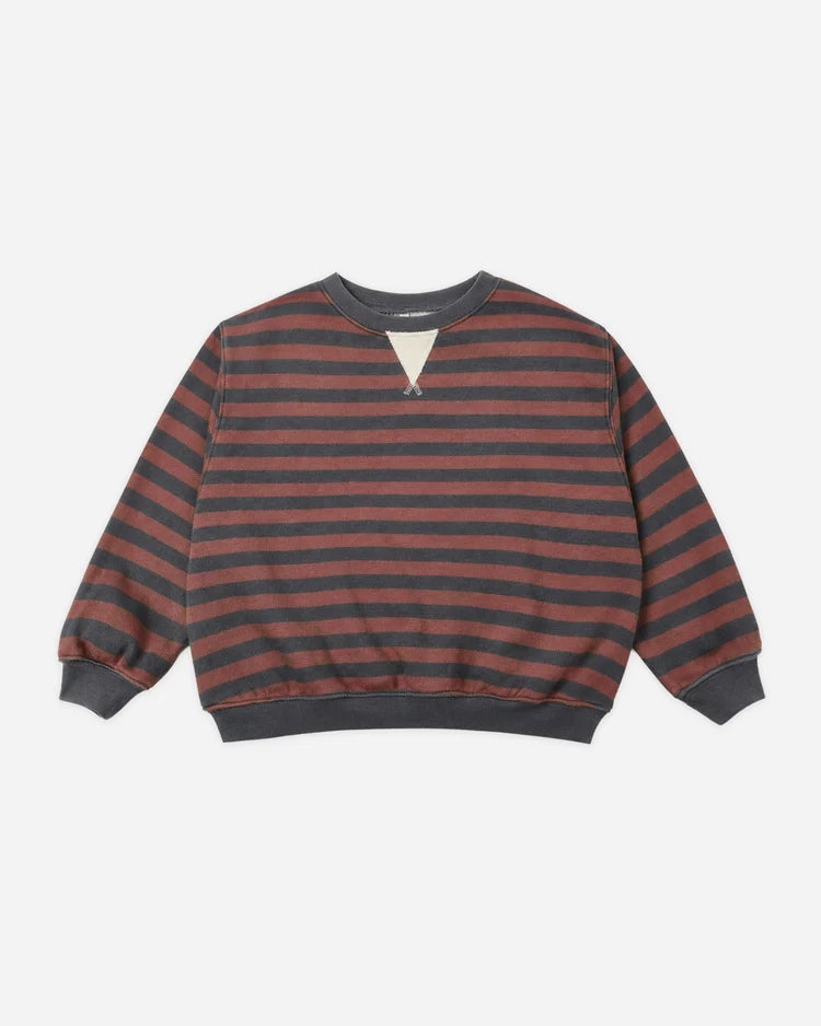 Rylee + Cru Oversized Crew, Mulberry Stripe