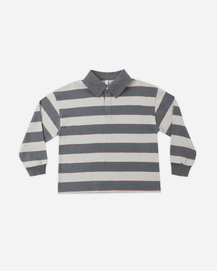 Rylee + Cru Rugby Polo, Sage Stripe