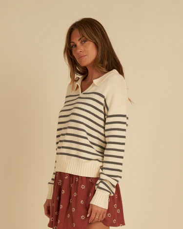 Rylee + Cru Collared Sweater, Stripe