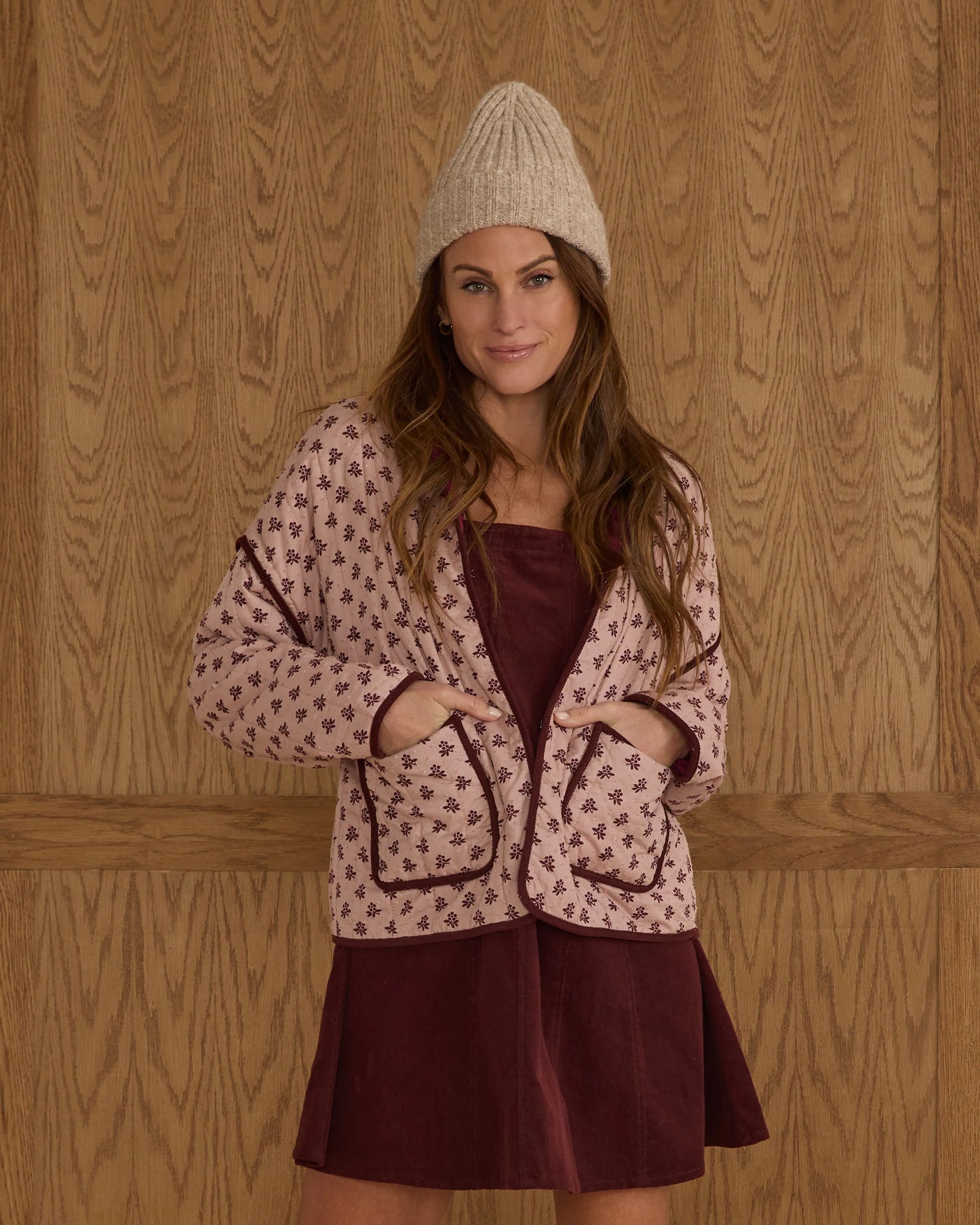 Rylee + Cru Women's Quilted Jacket, Blush Fleur
