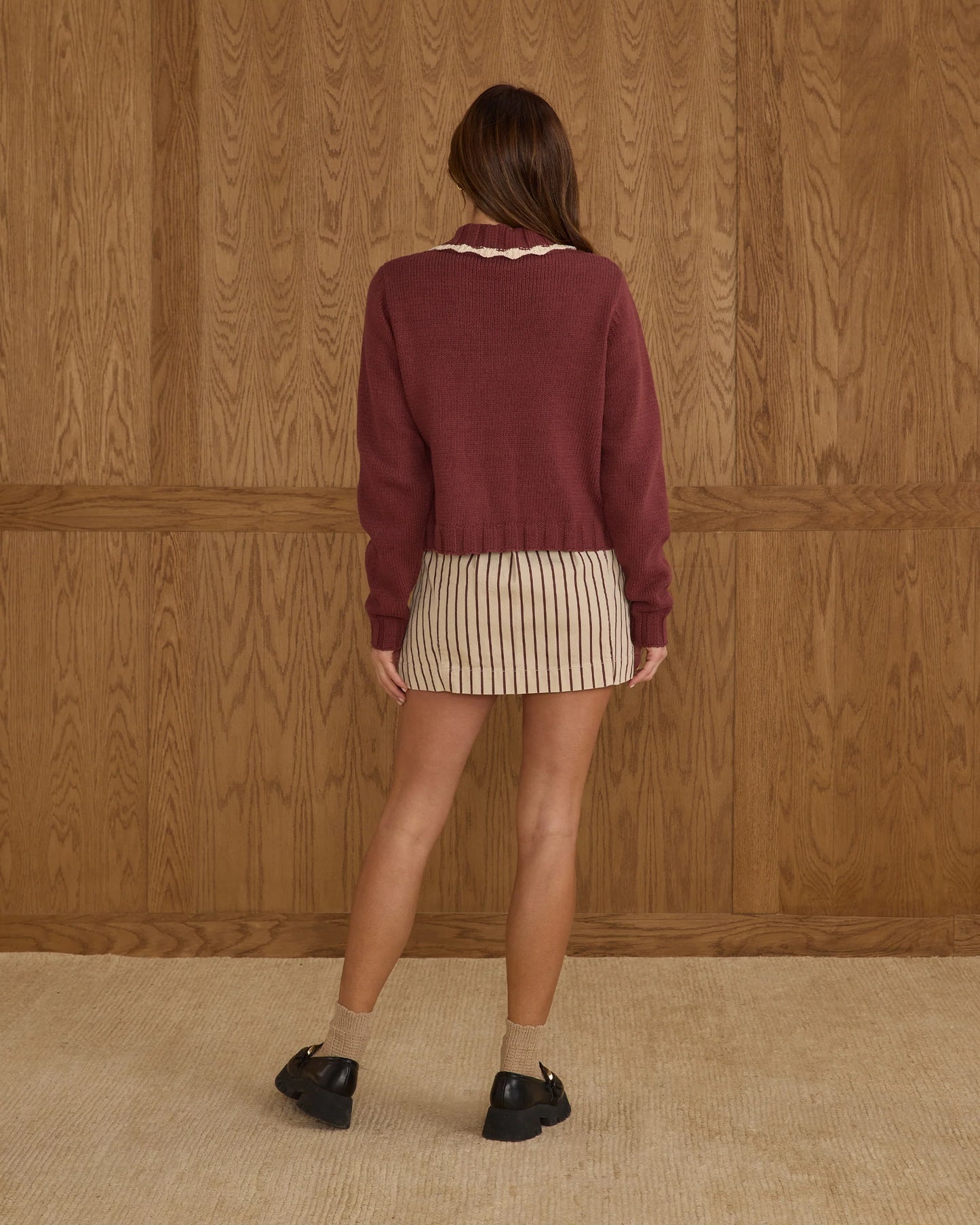 Rylee + Cru Women's Collard Cardigan, Burgundy