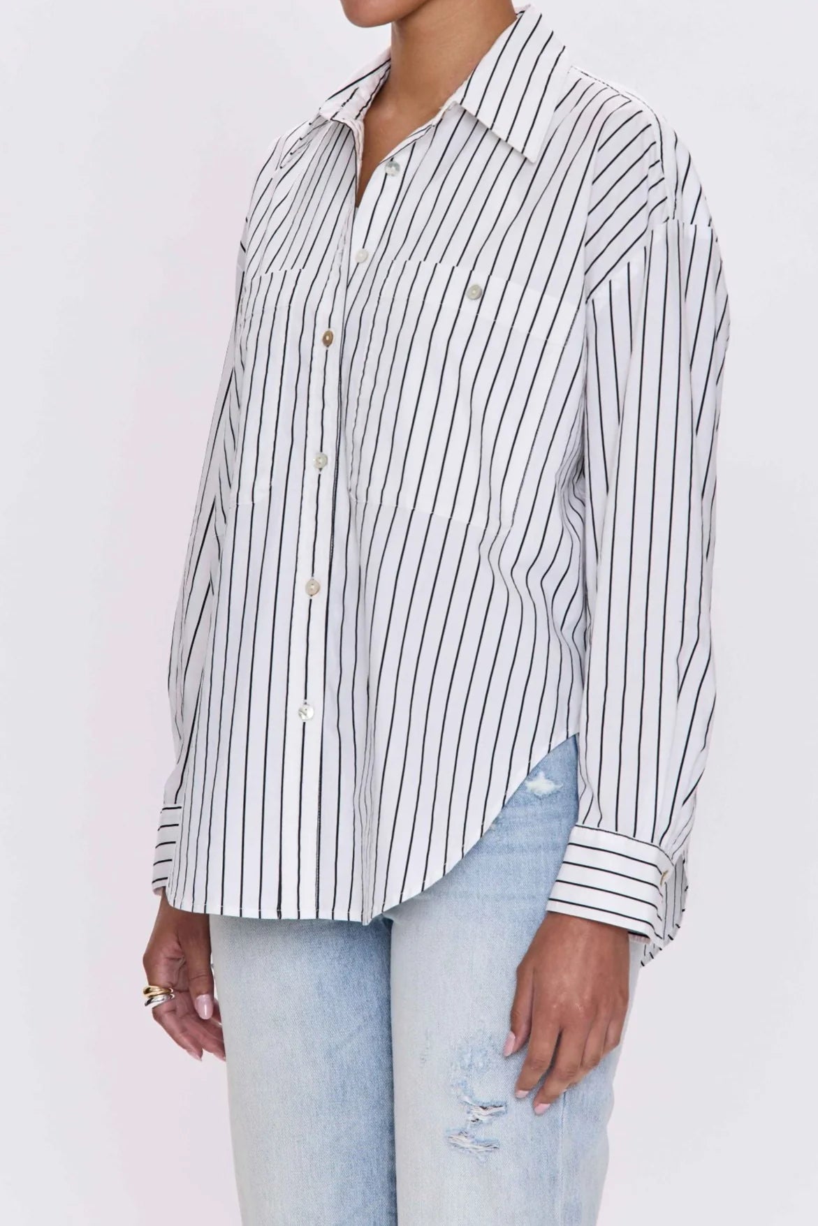 Pistola Samantha Oversized Button Up, Noir Le Blanc Strip