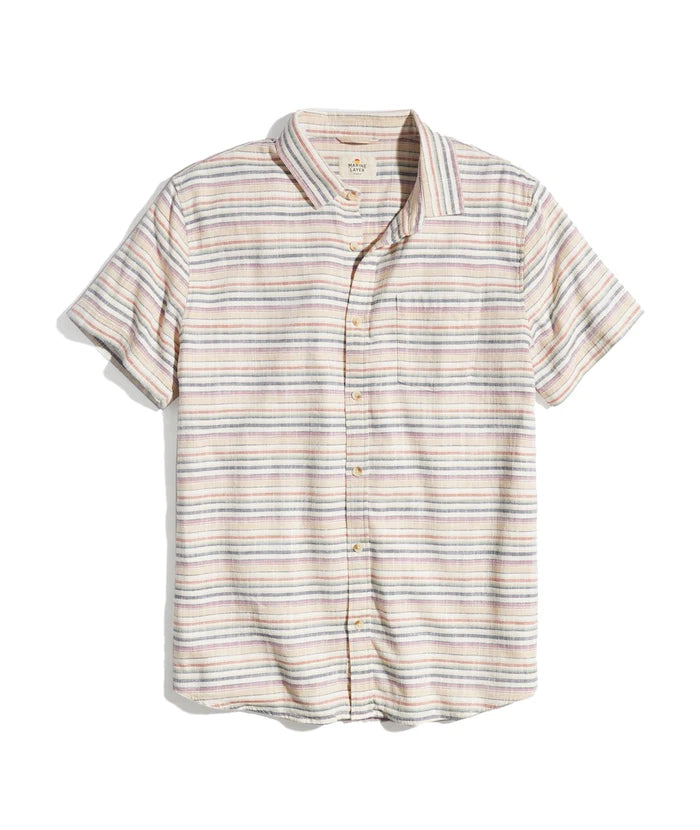 Marine Layer SS Stretch Selvage Shirt in Multi Stripe