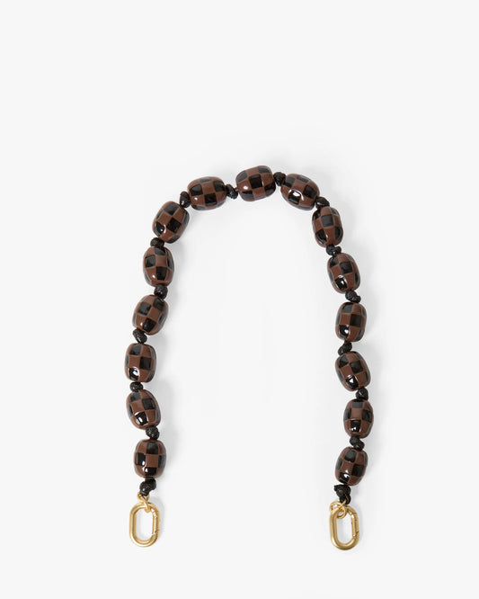 Clare V Shortie Strap, Black/Brown Checker