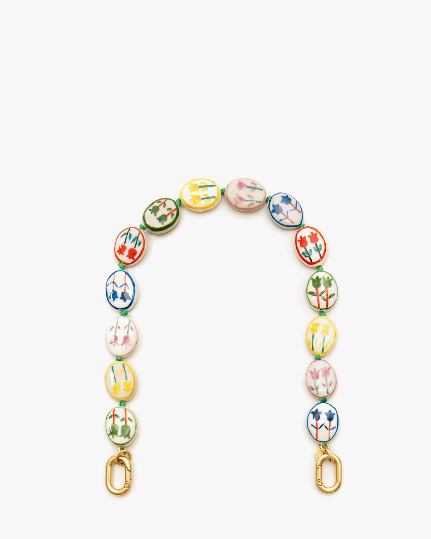 Clare V Shortie Strap, Multi Porcelain Flower