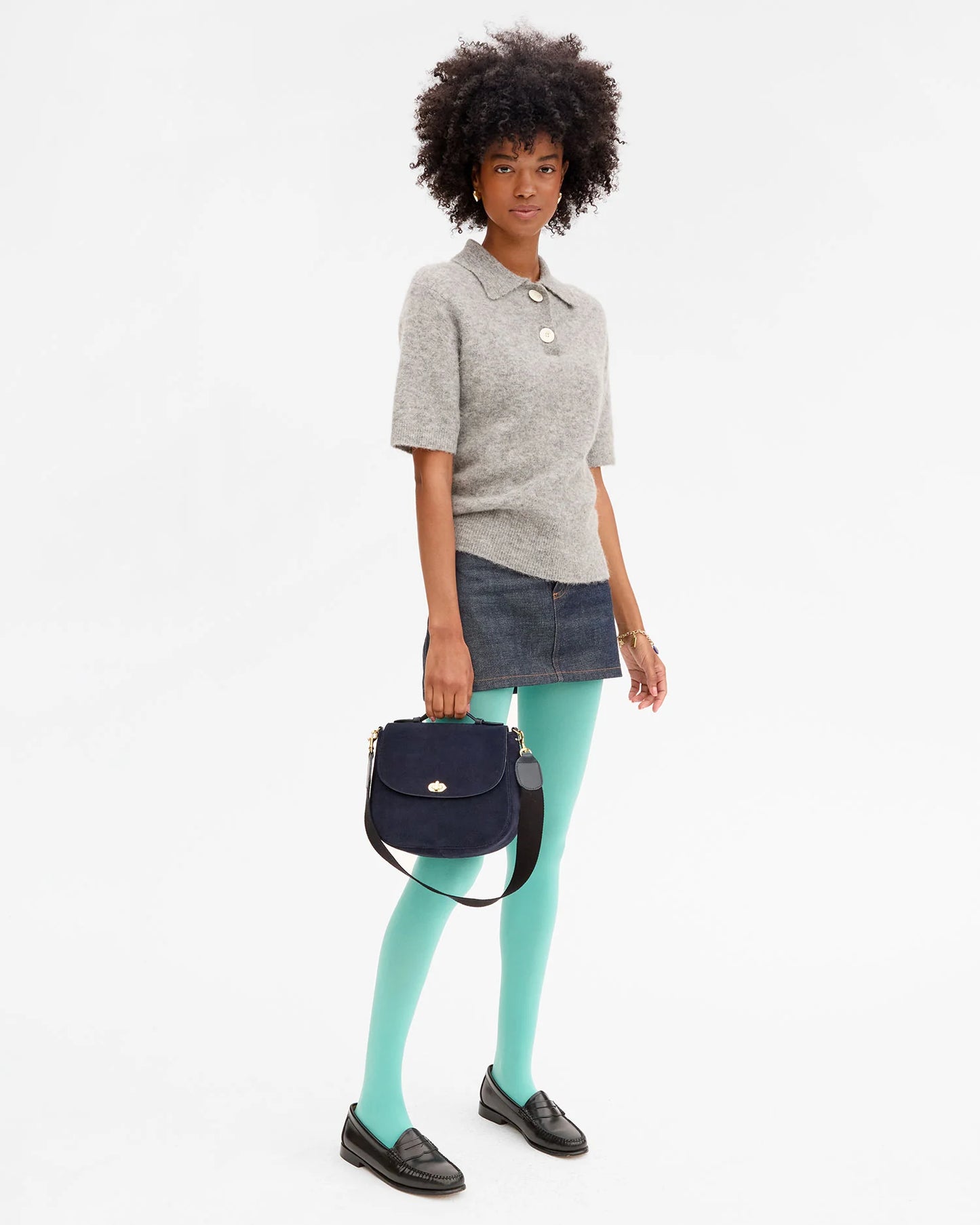 Clare V Turnlock Louis w/ Top Handle, Navy