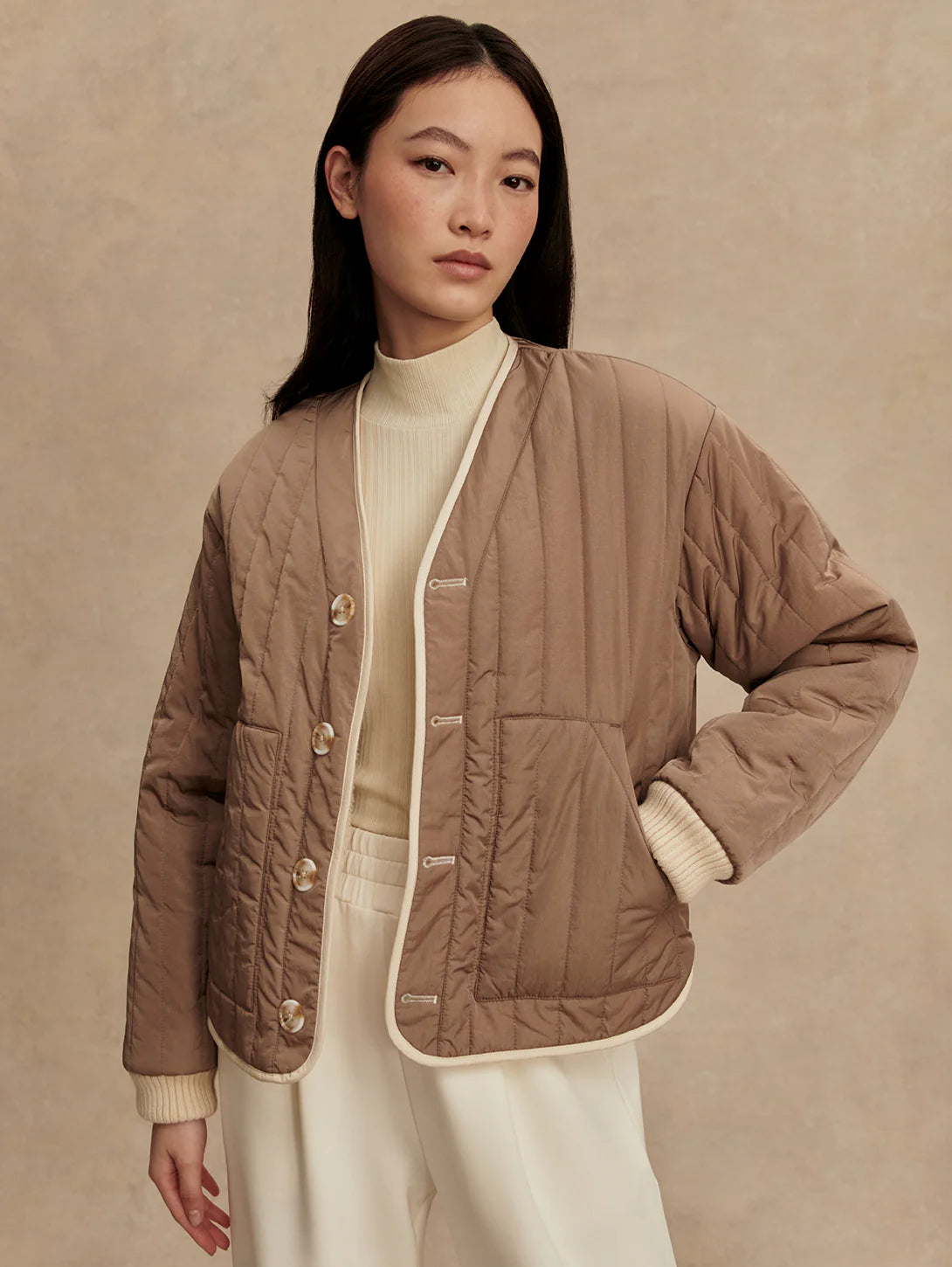 Varley Drew Reversible Jacket, Sandshell/Ash Taupe