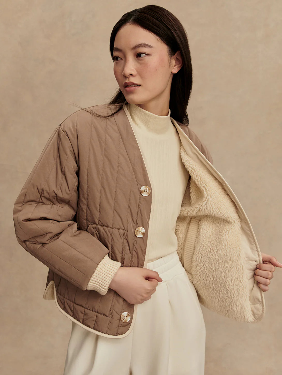 Varley Drew Reversible Jacket, Sandshell/Ash Taupe