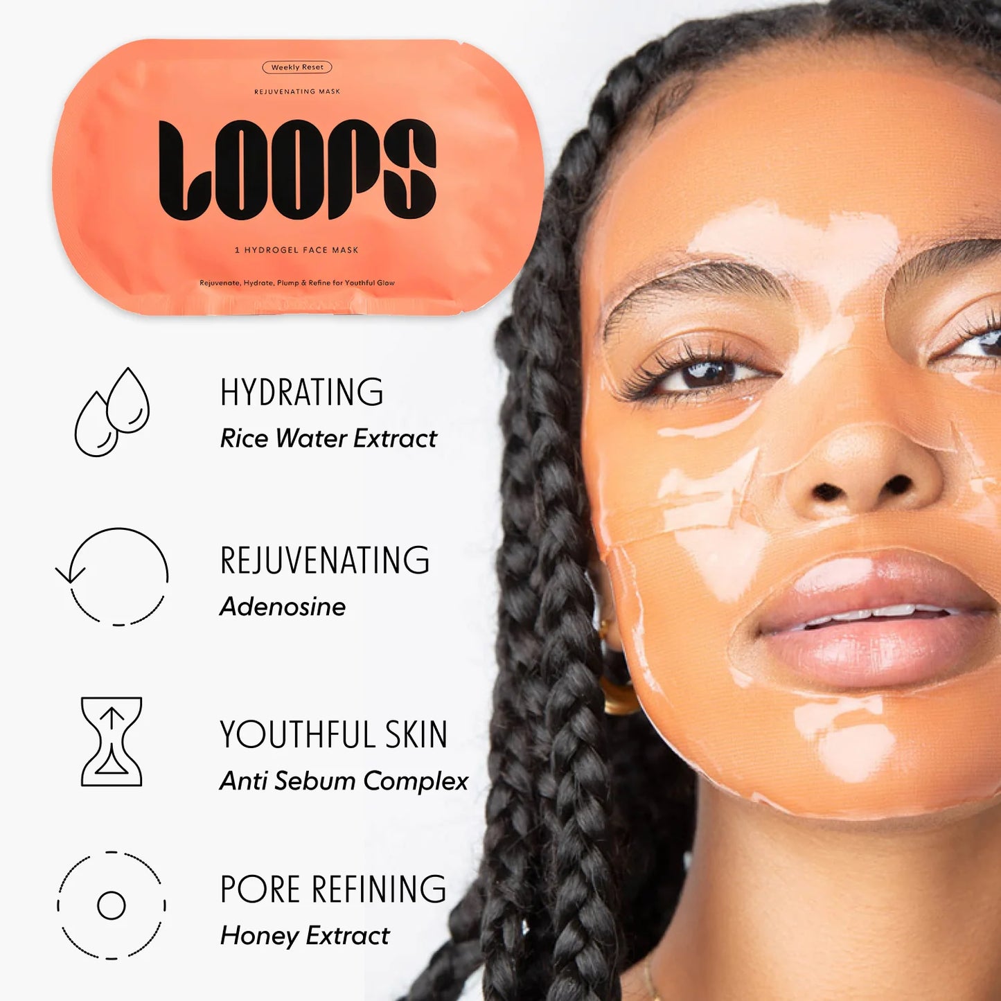 Loops Weekly Reset, Rejuvenating Hydrogel Face Mask