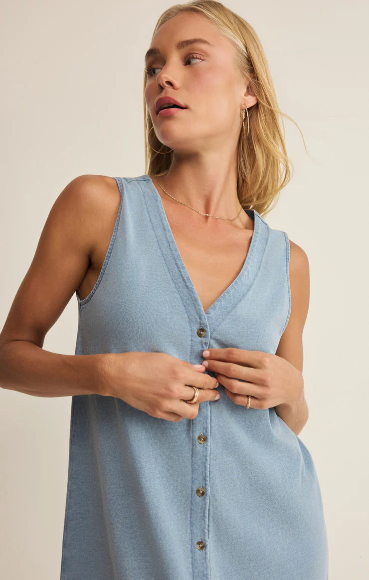 Z Supply Solace Denim Mini Dress, Ocean Air Indigo