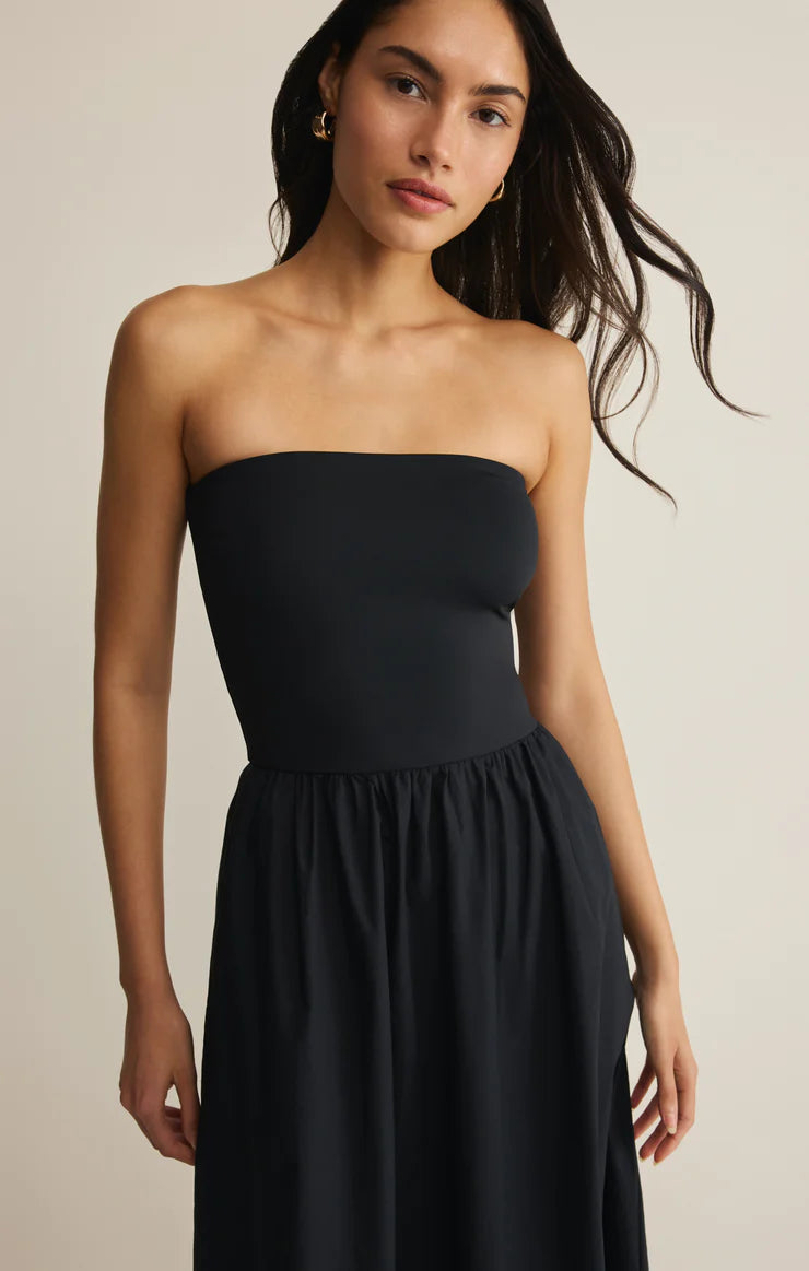 Z Supply Sunsought Strapless Midi Dress, Black