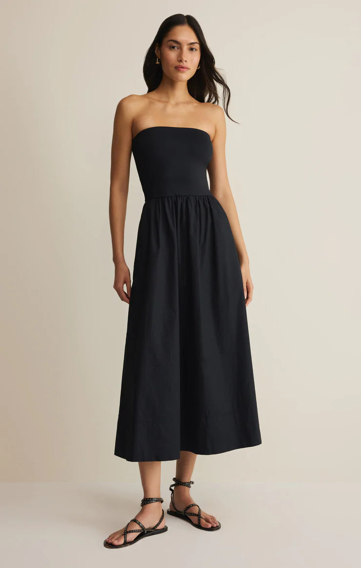 Z Supply Sunsought Strapless Midi Dress, Black