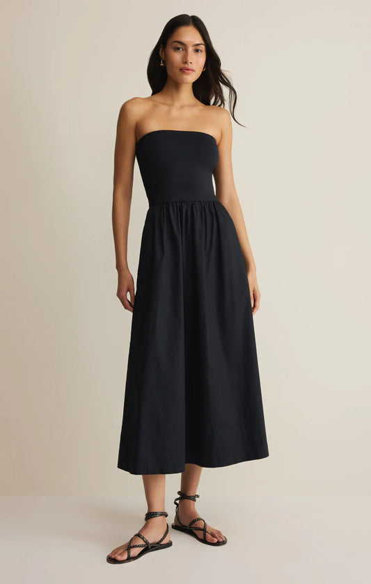 Z Supply Sunsought Strapless Midi Dress, Black