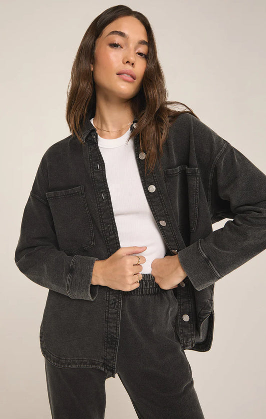 Z Supply All Day Knit Denim Jacket, Vintage Black