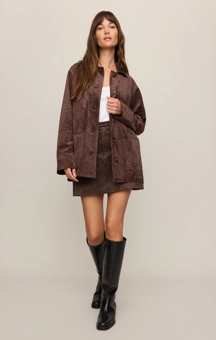 Z Supply Decker Suede Chore Coat, Dark Chocolate