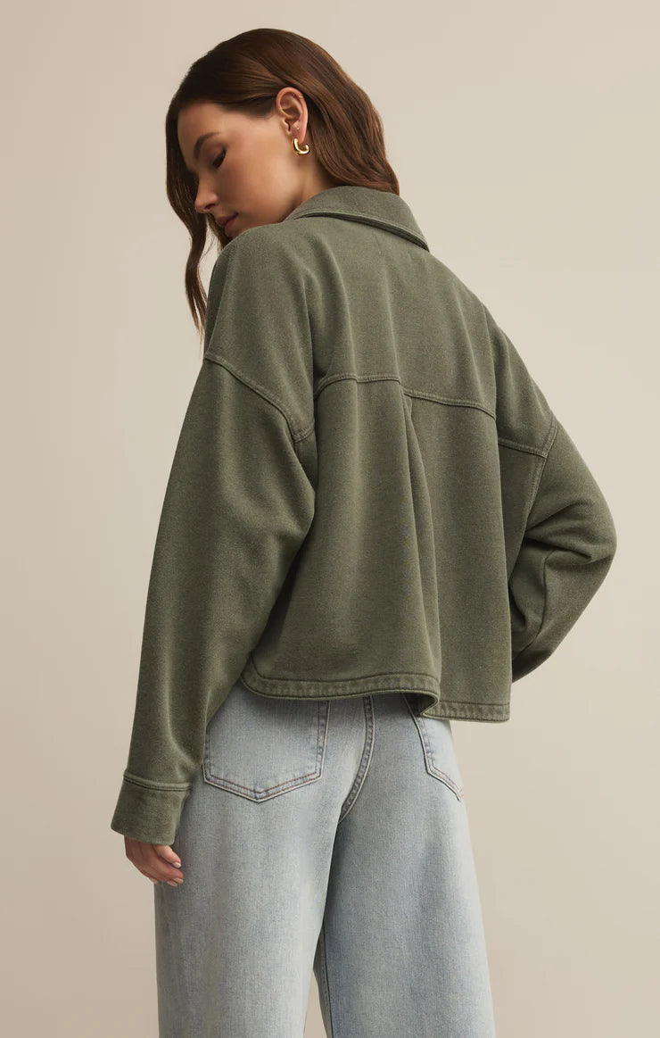 Z Supply All Day Cropped Knit Jacket, Hunter Green