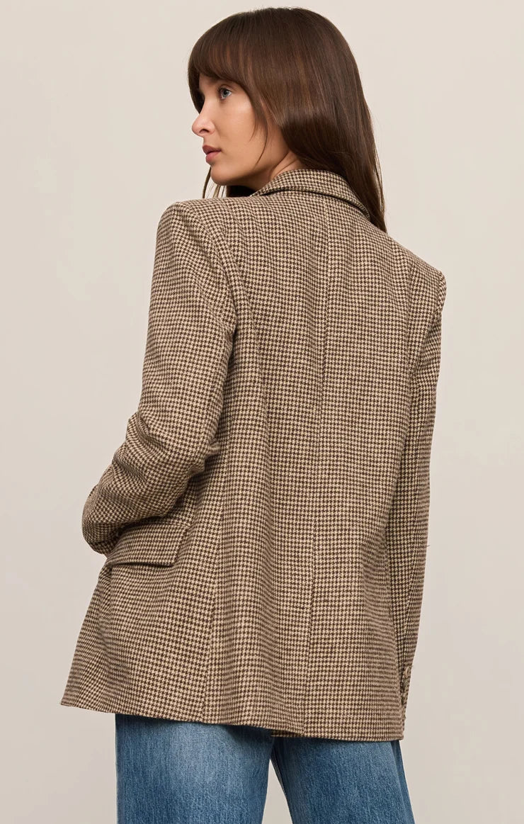 Z Supply Evan Check Blazer, Dark Chocolate