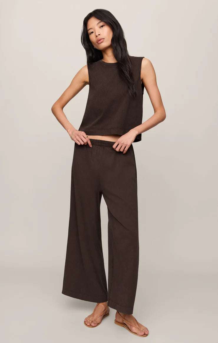 Z Supply Scout Jersey Crop Flare Pant, Dark Chocolate