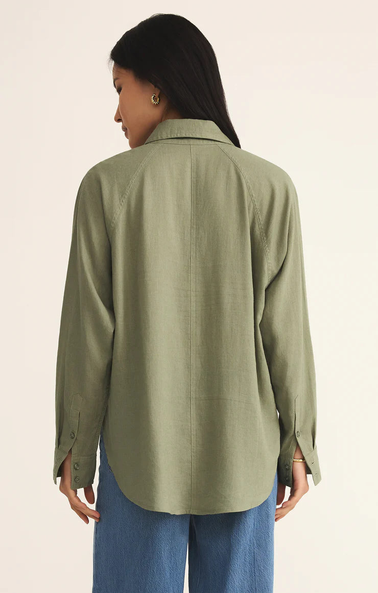 Z Supply The Perfect Linen Top, Avocado
