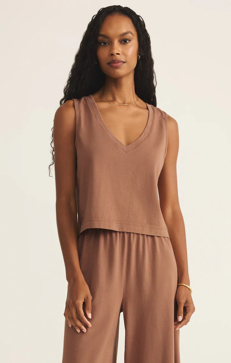 Z Supply Sloane V-Neck Top, Teakwood