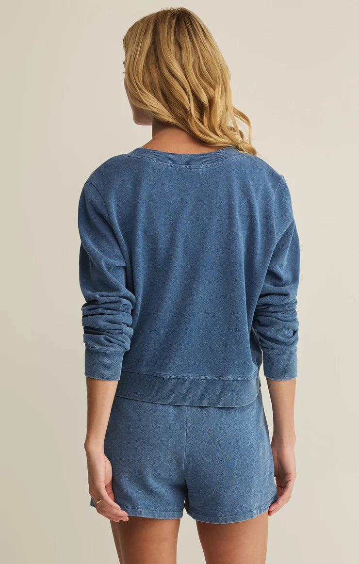 Z Supply Daily Knit Denim Cardigan, Calypso Blue Indigo