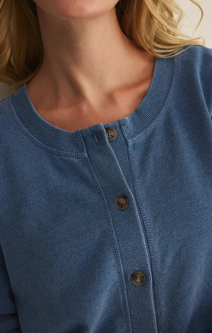 Z Supply Daily Knit Denim Cardigan, Calypso Blue Indigo