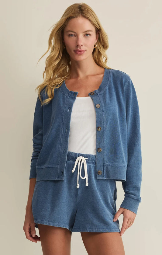 Z Supply Daily Knit Denim Cardigan, Calypso Blue Indigo