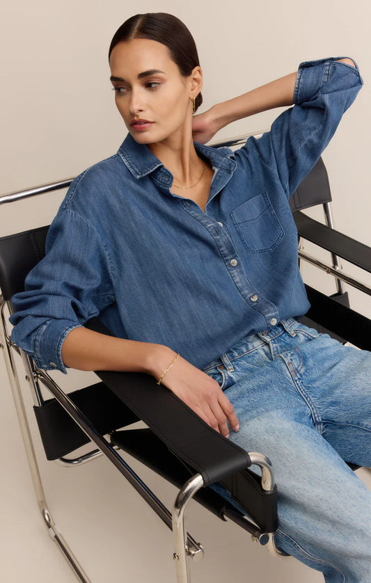 Z Supply Atwood Denim Shirt, Medium Indigo