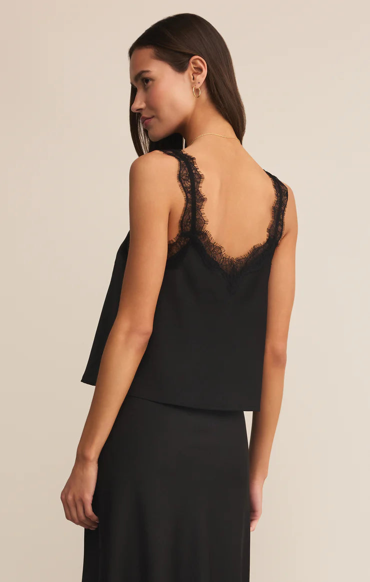 Z Supply Uma Lace Satin Cami, Black