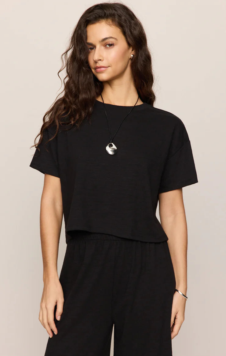 Z Supply Sway Textured Cropped Tee, Black