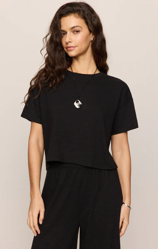 Z Supply Sway Textured Cropped Tee, Black