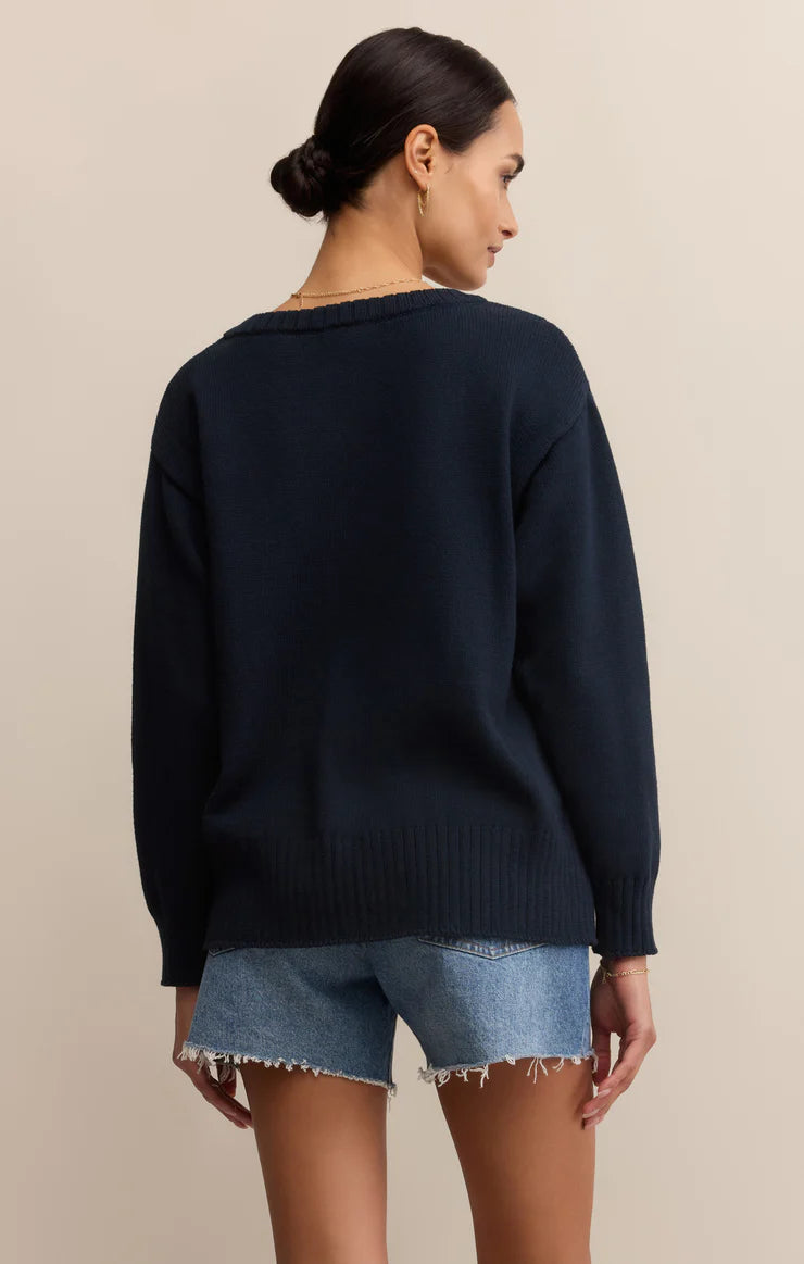 Z Supply All Around V-Neck Sweater, Eclipse