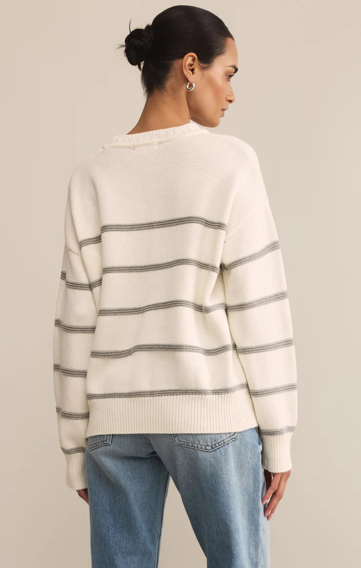 Z Supply Boyfriend Striped Sweater, White