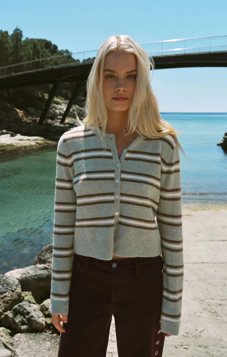 Z Supply Medina Stripe Cardigan, Aqua Cloud