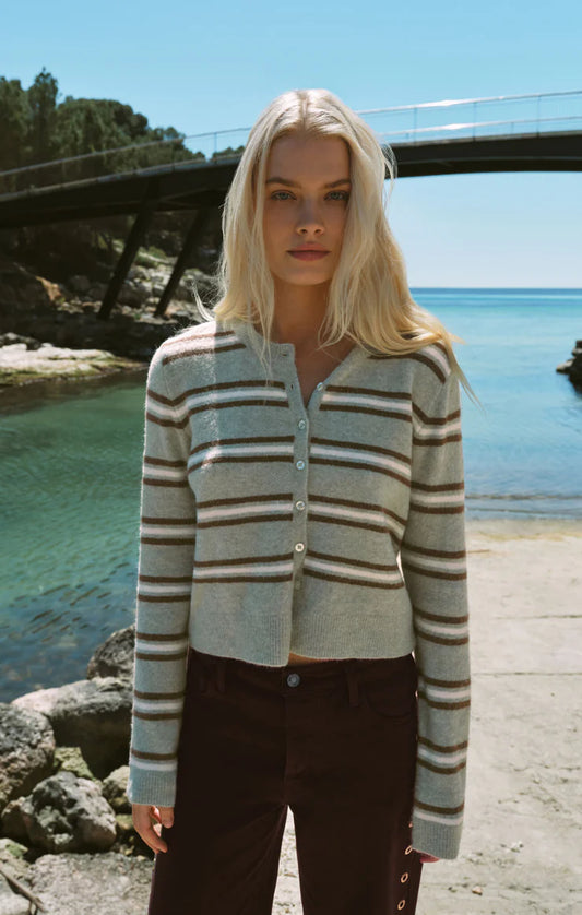 Z Supply Medina Stripe Cardigan, Aqua Cloud
