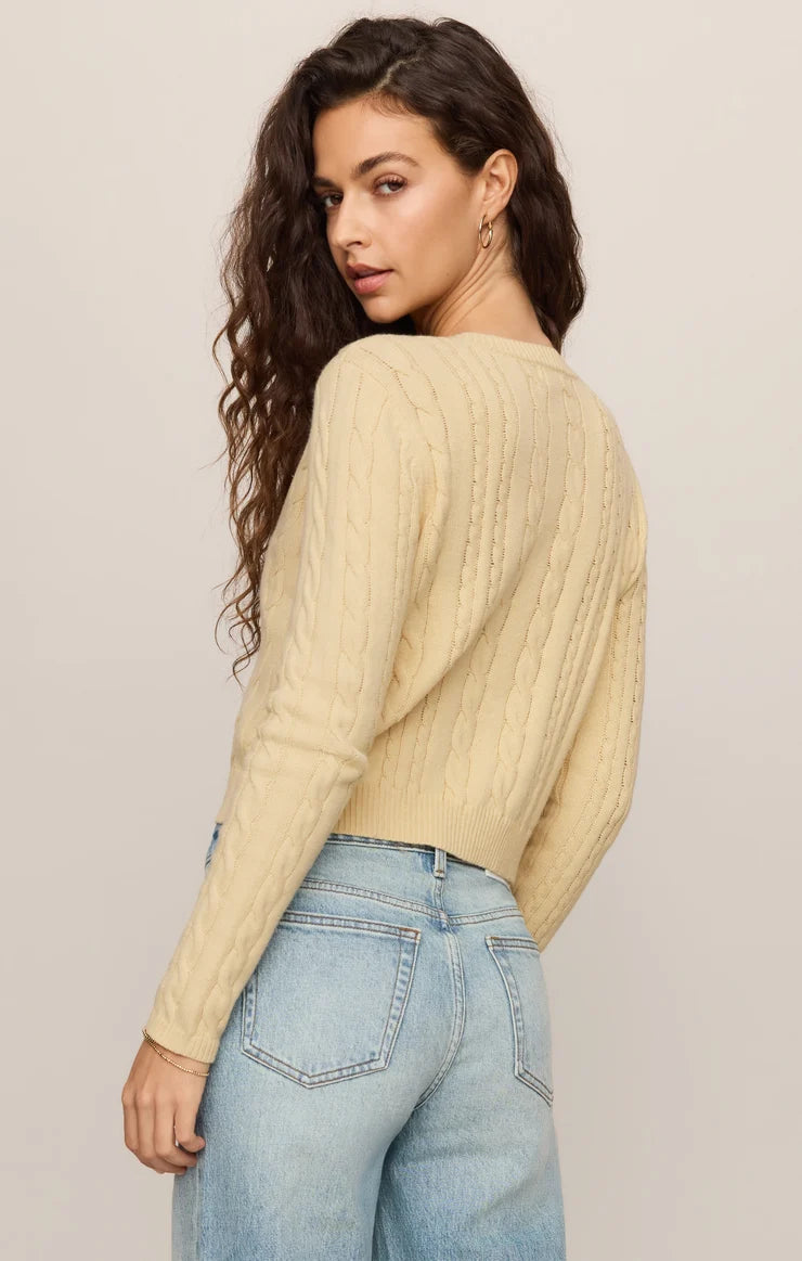 Z Supply Cera Long Sleeve Cardigan, Lemon Chiffon