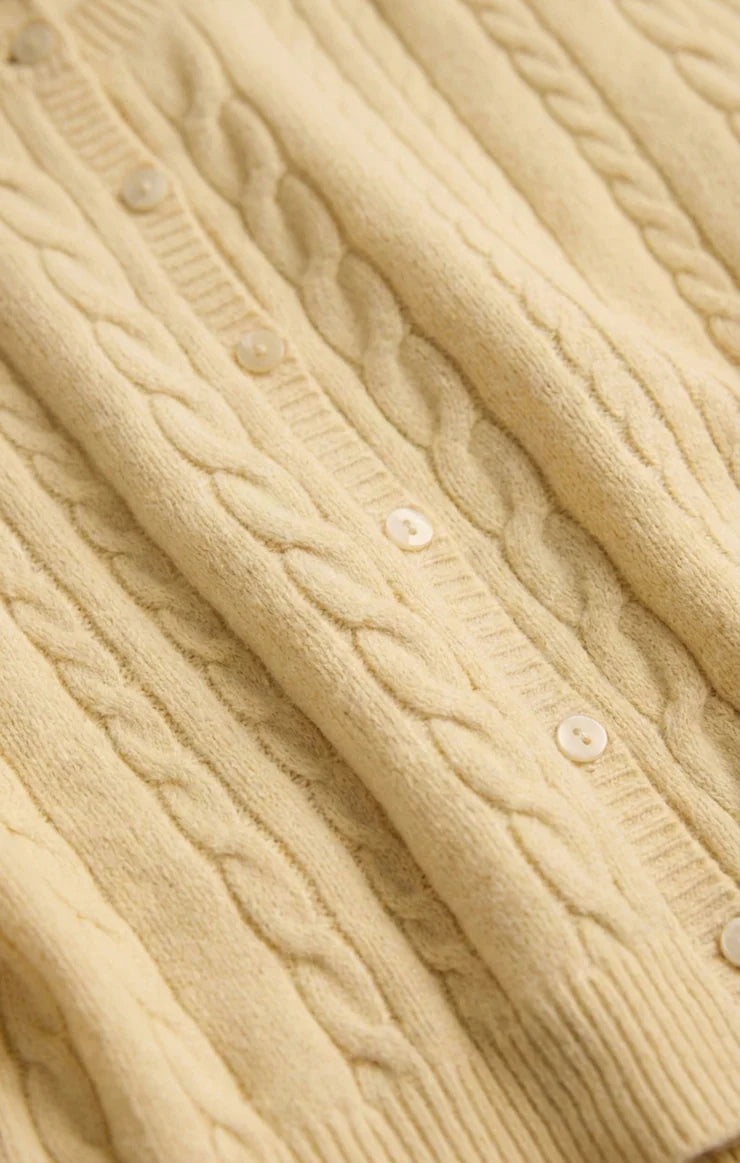 Z Supply Cera Long Sleeve Cardigan, Lemon Chiffon