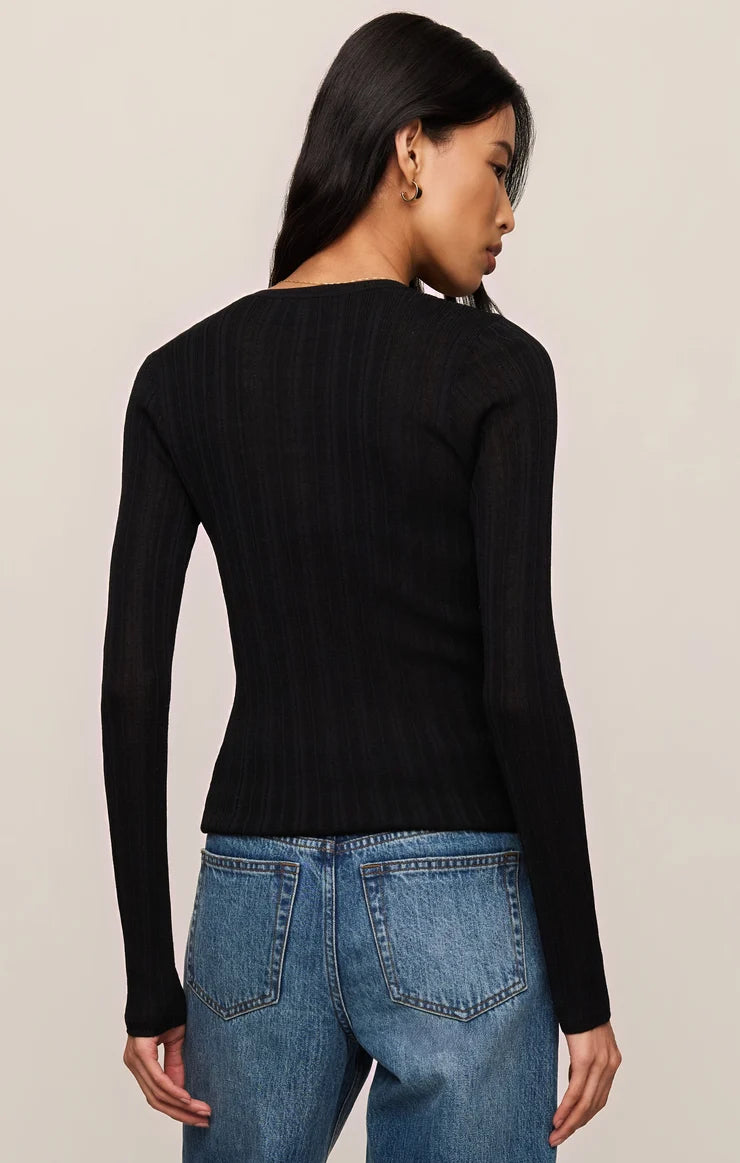 Z Supply Rowena Fine Knit Sweater, Black