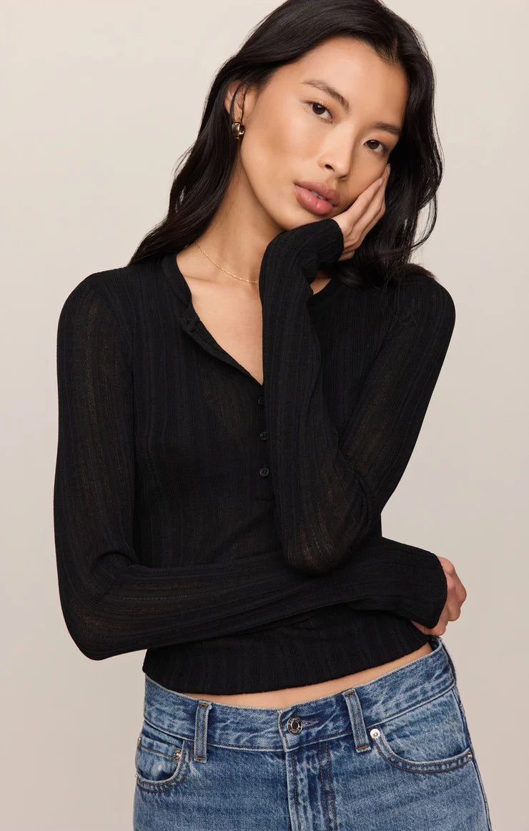 Z Supply Rowena Fine Knit Sweater, Black
