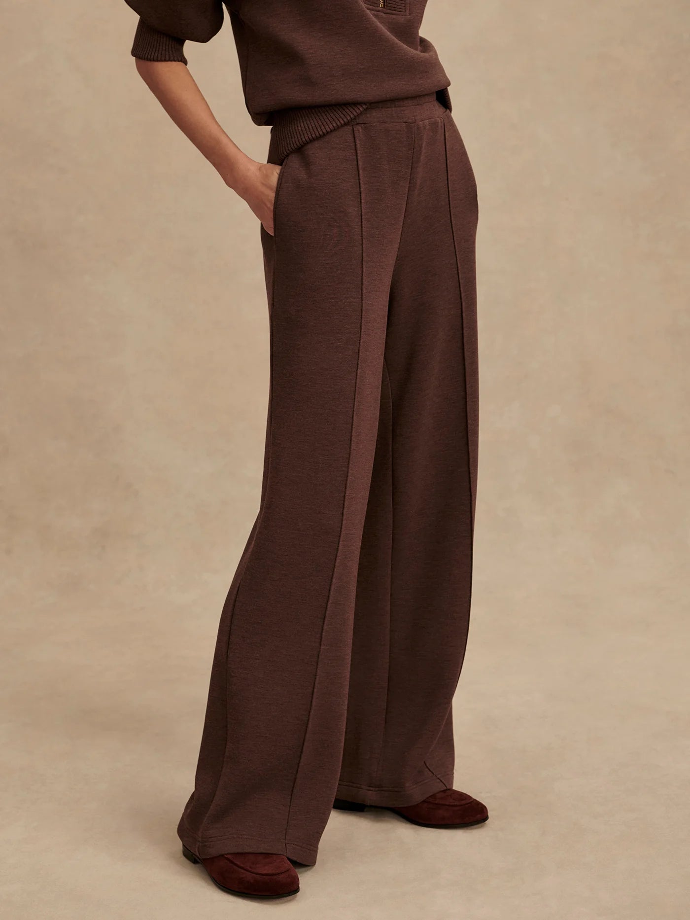 Varley The Wide Leg Pant 30", Coffee Bean Marl