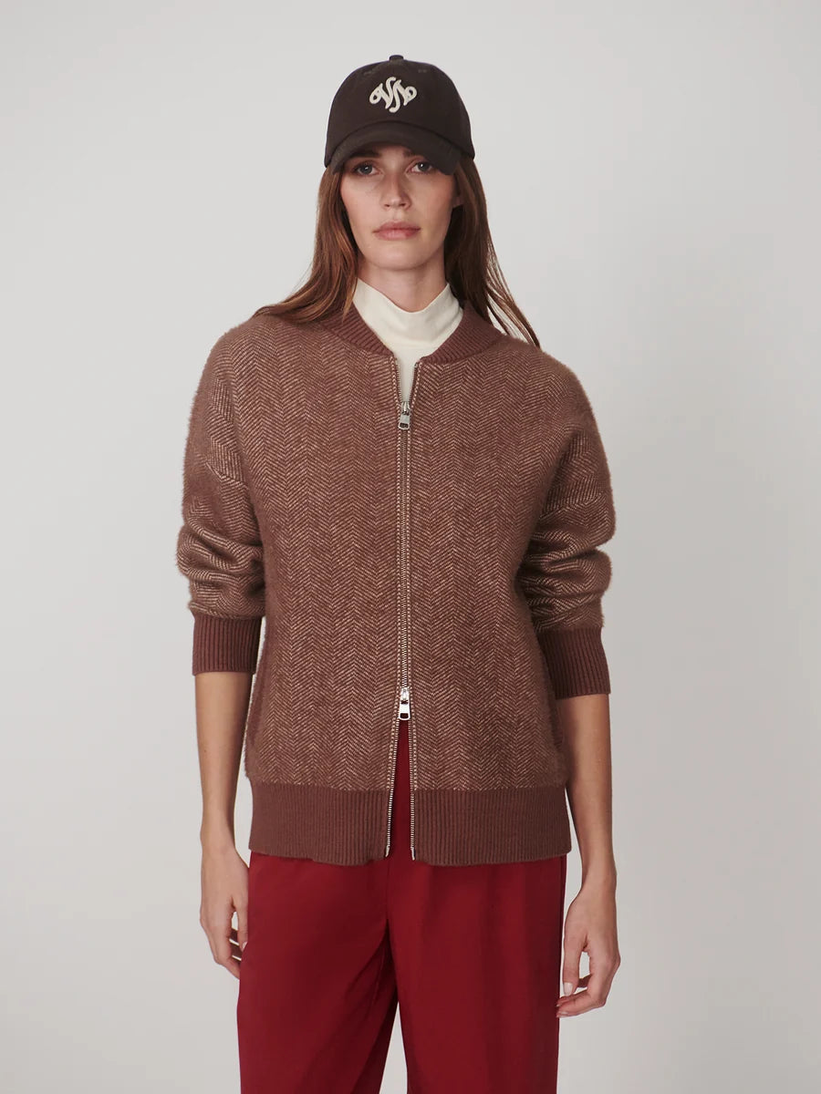 Varley Zenia Zip-Through Knit Jacket, Nutmeg