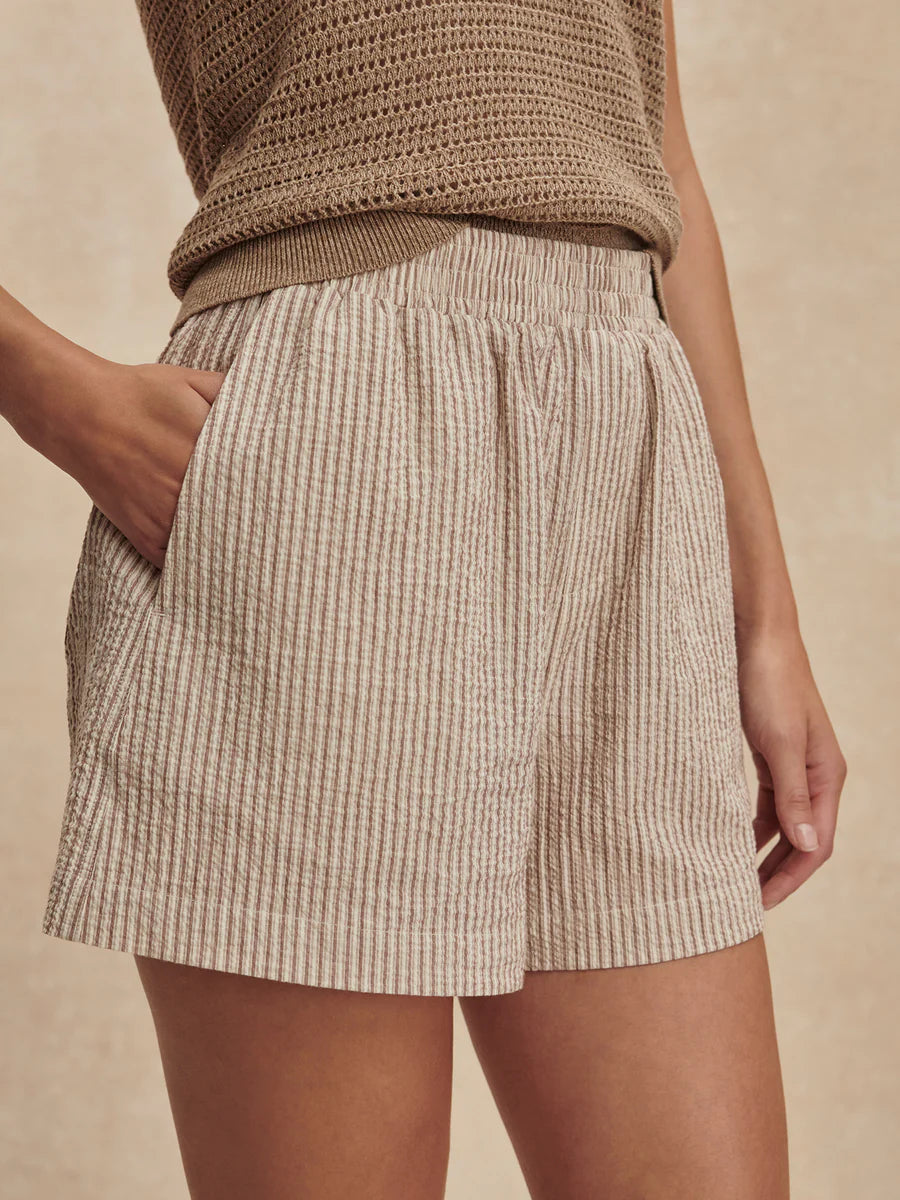 Varley Darina Short 4", Birch Taupe Stripe