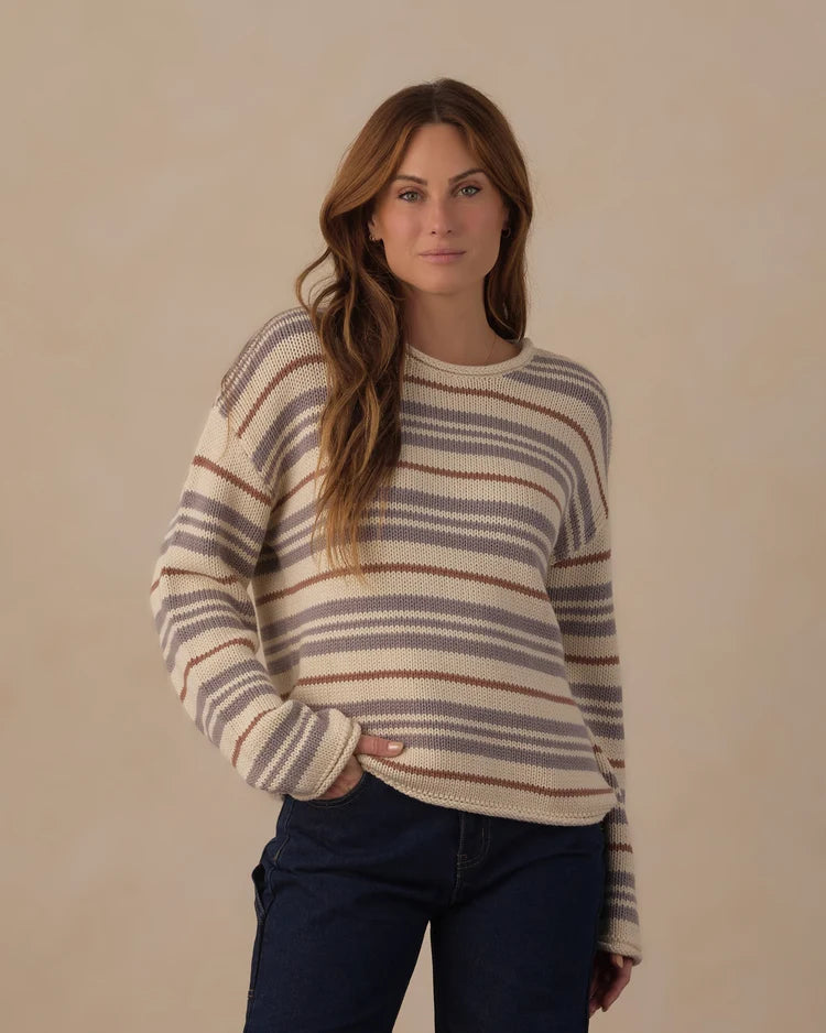 Rylee + Cru Jacques Sweater, Dusty Blue Stripe