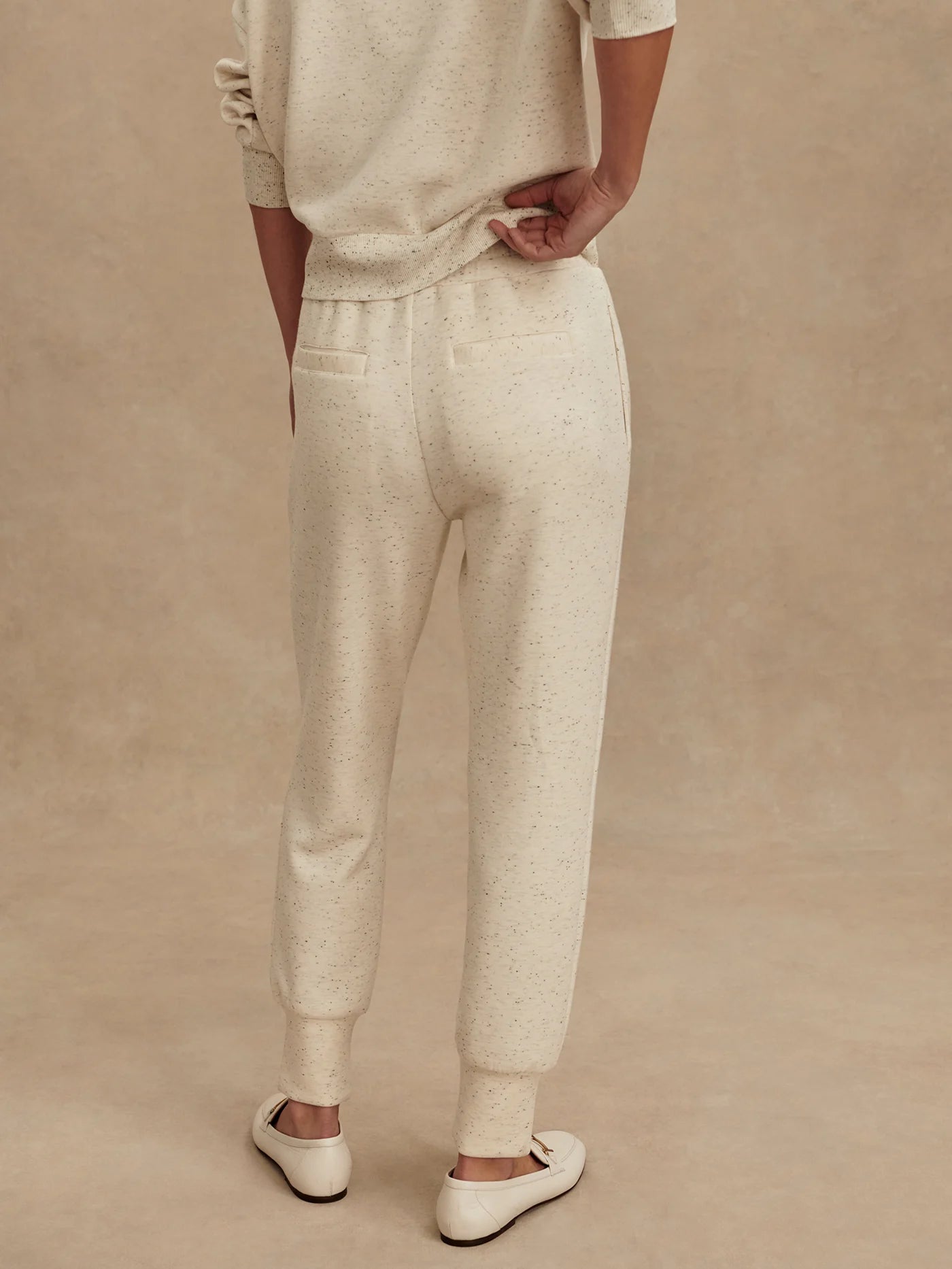 Varley The Slim Cuff Pant 27.5, Ivory Marl Fleck