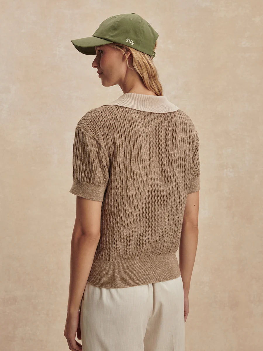 Varley Perrine Knit Polo, Sepia Twist