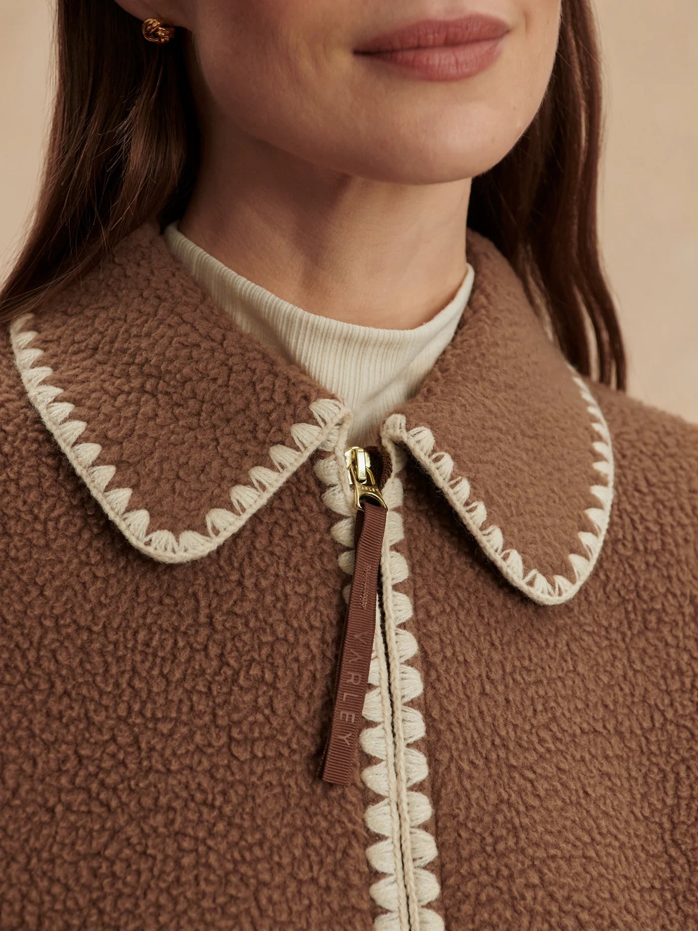 Varley Ruiko Zip Through Fleece, Cocoa Dust