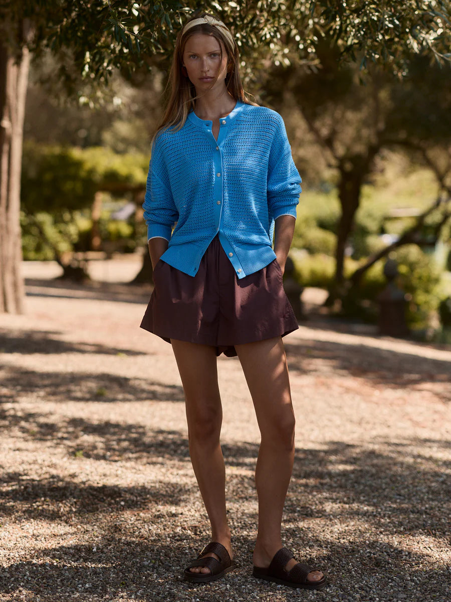 Varley Pembroke Knit Cardigan, Azure Blue