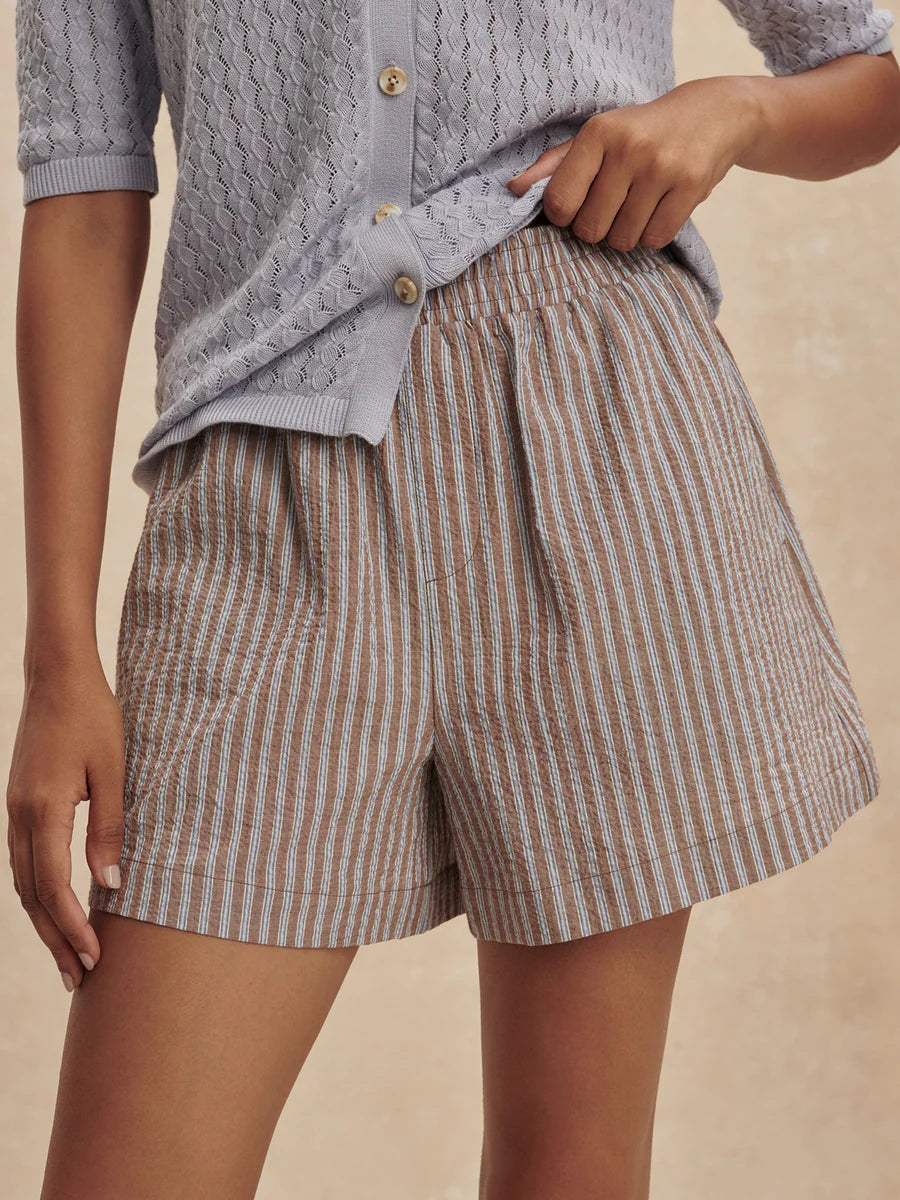 Varley Darina Short 4", Cocoa Blue Stripe