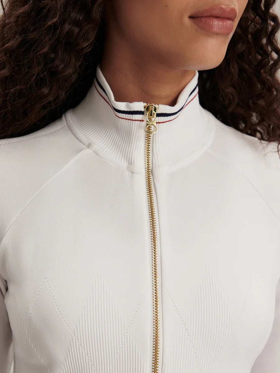 Varley Len Seamless Zip-Through Sweater, White