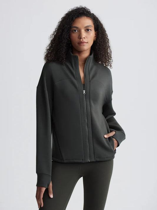 Varley Tayah Zip Through Midlayer, Dark Resin Green